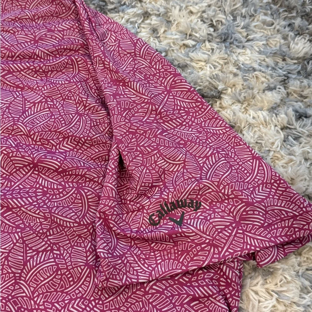 Callaway Golf Polo Shirt Mens 3XL PURPLE ORCHID TROPICAL Opti Dri Stretch Palm - Picture 7 of 9